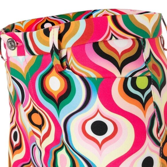 NWOT MAC Jeans Aida Cropped Kick Flare '70s Retro Colorful Print Trouser Pants 6 - Picture 8 of 12